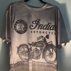 Indian motorcycle style all over print t shirt